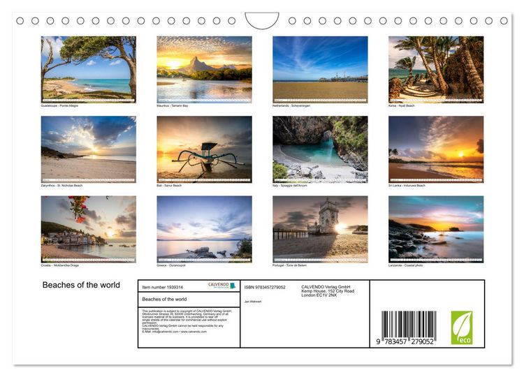 Produktbild: Beaches of the world (Wall Calendar 2026 DIN A4 landscape), CALVENDO 12 Month Wall Calendar