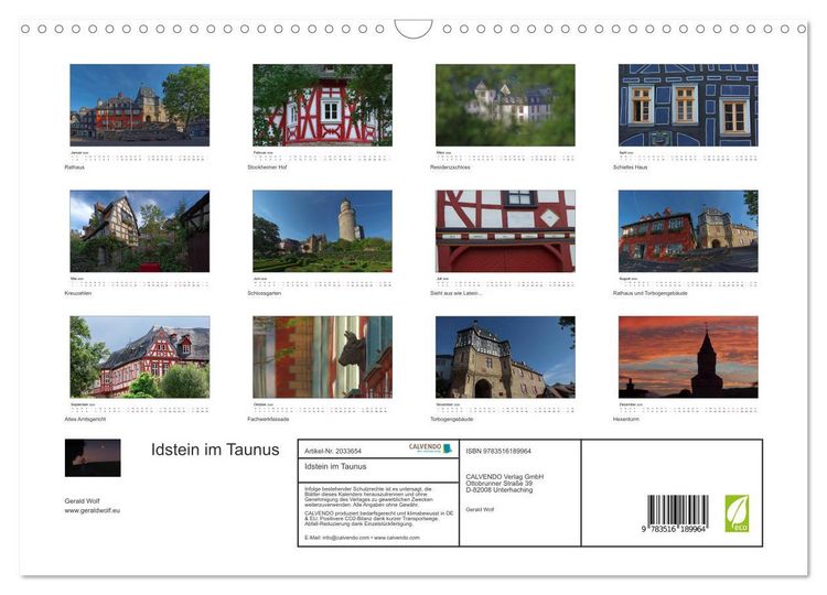 Produktbild: Idstein im Taunus (Wandkalender 2026 DIN A3 quer), CALVENDO Monatskalender