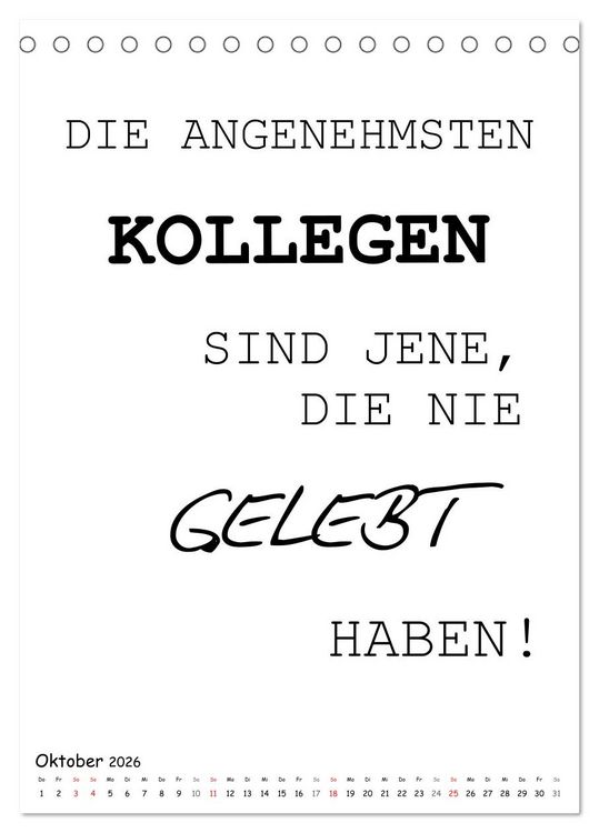 Produktbild: Typo-Kalender f&uuml;r das B&uuml;ro. Gemeine und lustige Spr&uuml;che (Tischkalender 2026 DIN A5 hoch), CALVENDO Monatskalender