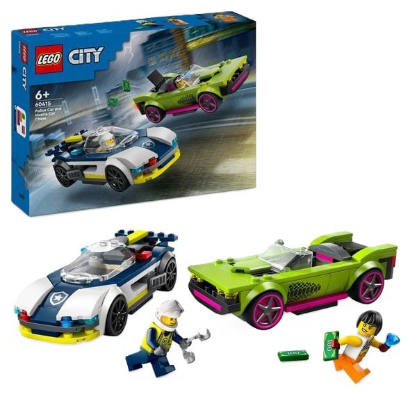 Produktbild: LEGO City 60415 Verfolgungsjagd mit Polizeiauto und Muscle Car, Auto-Spielzeug