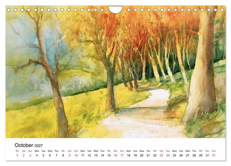 Produktbild: WATERCOLOR IMPRESSIONS (Wall Calendar 2027 DIN A4 landscape), CALVENDO 12 Month Wall Calendar