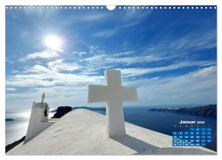 Produktbild: SANTORIN &ndash; Die atemberaubende Sch&ouml;nheit der magischen Insel (Wandkalender 2026 DIN A3 quer), CALVENDO Monatskalender