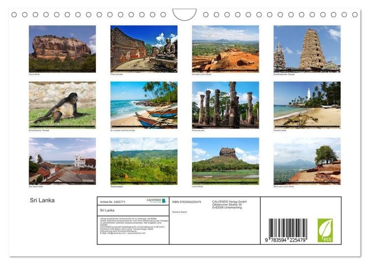 Produktbild: Sri Lanka (Wandkalender 2027 DIN A4 quer), CALVENDO Monatskalender