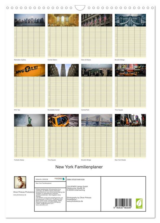 Produktbild: New York Familienplaner (Wandkalender 2026 DIN A3 hoch), CALVENDO Monatskalender