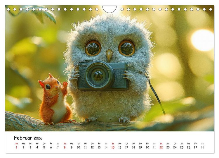 Produktbild: Eulen im Wald - Die geheimen Jobs und Aufgaben (Wandkalender 2026 DIN A4 quer), CALVENDO Monatskalender