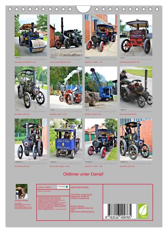 Produktbild: Oldtimer unter Dampf (Wandkalender 2026 DIN A4 hoch), CALVENDO Monatskalender