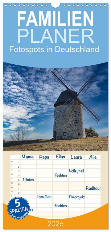 Produktbild: Familienplaner 2026 - Fotospots in Deutschland mit 5 Spalten (Wandkalender, 21 x 45 cm) CALVENDO