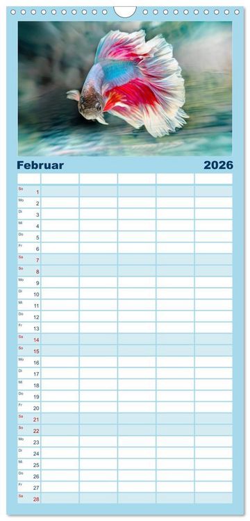 Produktbild: Familienplaner 2026 - Fischwelt - Artwork mit 5 Spalten (Wandkalender, 21 x 45 cm) CALVENDO