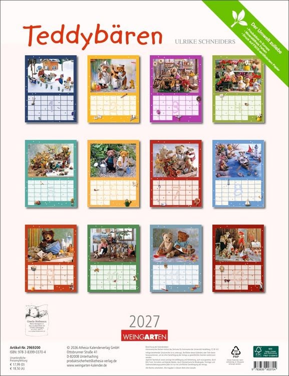 Produktbild: Teddyb&auml;ren Kalender 2027