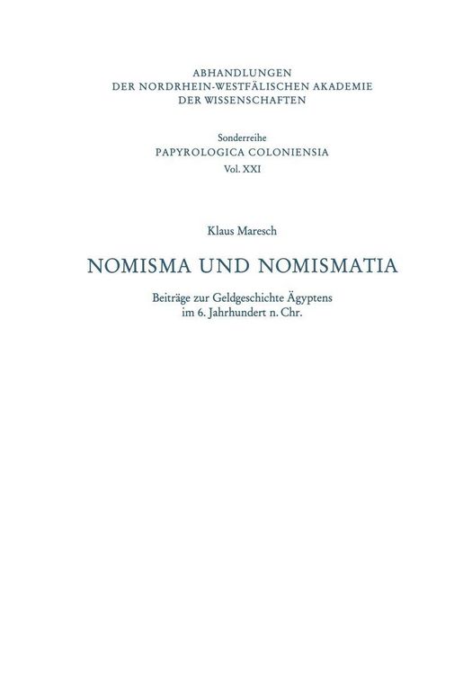 Produktbild: Nomisma und Nomismatia