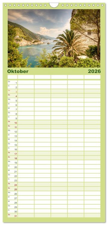 Produktbild: Familienplaner 2026 - Italienische Riviera Cinque Terre mit 5 Spalten (Wandkalender, 21 x 45 cm) CALVENDO