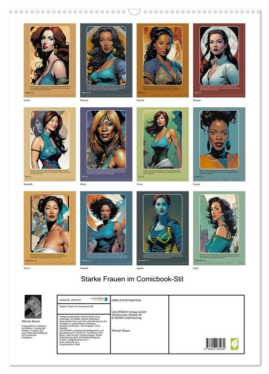 Produktbild: Starke Frauen im Comicbook-Stil (Wandkalender 2026 DIN A2 hoch), CALVENDO Monatskalender