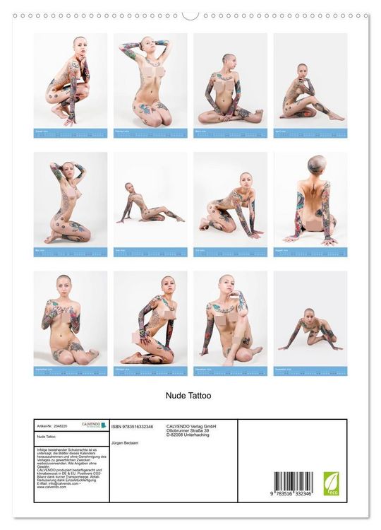Produktbild: Nude Tattoo (hochwertiger Premium Wandkalender 2026 DIN A2 hoch), Kunstdruck in Hochglanz