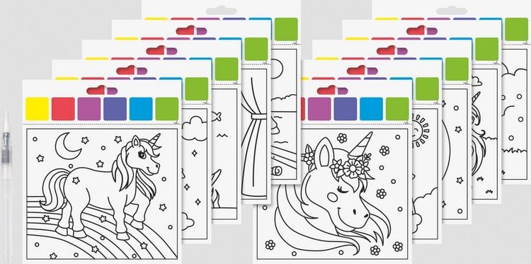 Produktbild: Brunnen Heyda Mal Set Einhorn - Malblock inkl. Wasserfarben und Pinsel, 10 Motive