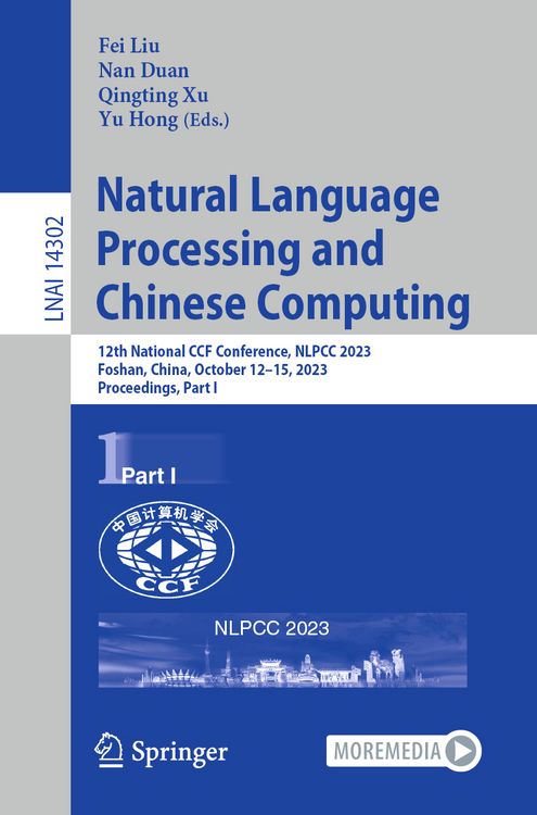 Produktbild: Natural Language Processing and Chinese Computing