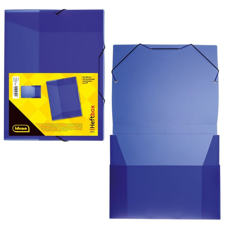 Produktbild: Idena Heftbox PP mit Gummizug transluzent blau DIN A4