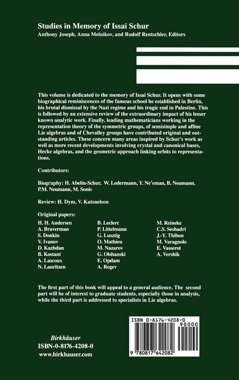Produktbild: Studies in Memory of Issai Schur