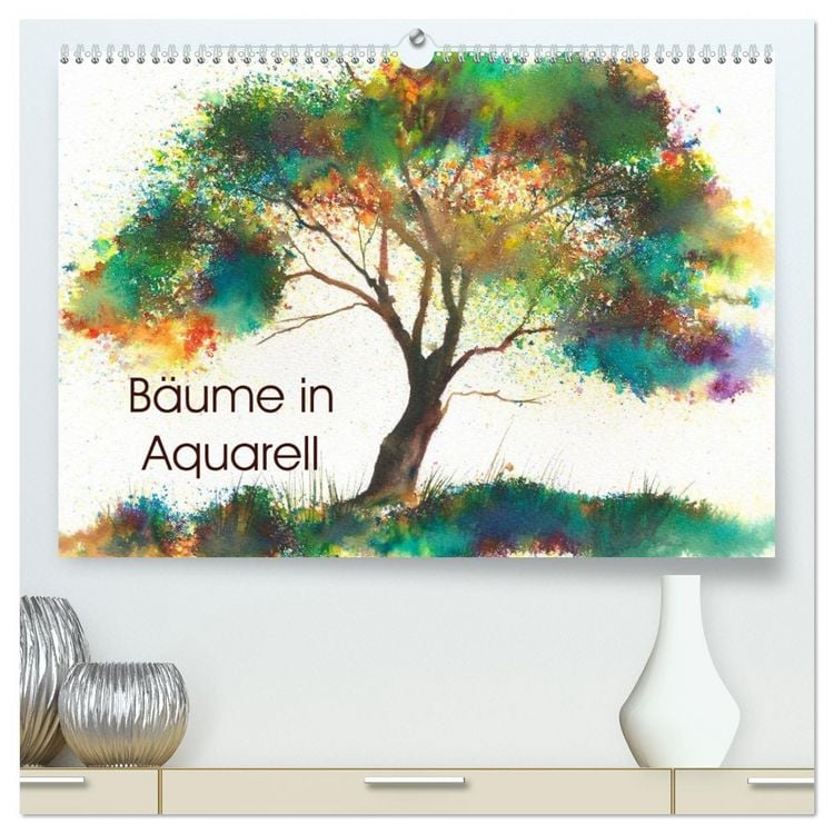 Produktbild: B&auml;ume in Aquarell (hochwertiger Premium Wandkalender 2026 DIN A2 quer), Kunstdruck in Hochglanz