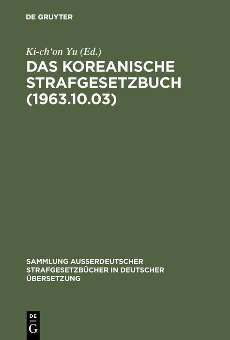 Produktbild: Das koreanische Strafgesetzbuch (1963.10.03)