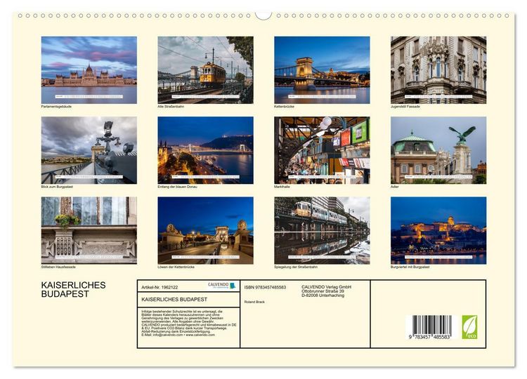 Produktbild: KAISERLICHES BUDAPEST (hochwertiger Premium Wandkalender 2026 DIN A2 quer), Kunstdruck in Hochglanz