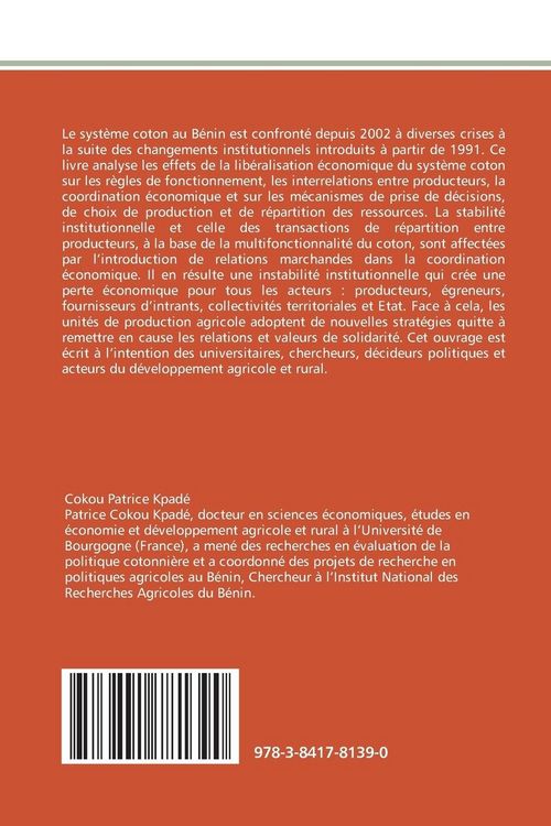 Produktbild: Coordination et contradictions entre acteurs du syst&egrave;me coton au B&eacute;nin