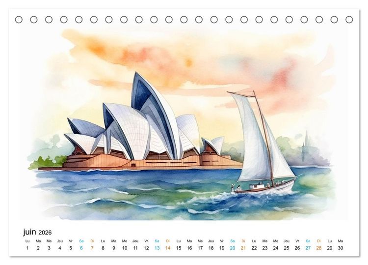 Produktbild: &Eacute;difices c&eacute;l&egrave;bres, autour du monde (Calendrier de bureau 2026 DIN A5 vertical), CALVENDO calendrier mensuel