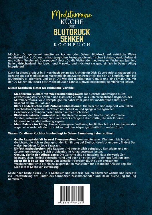 Produktbild: Mediterrane K&uuml;che und Blutdruck senken Kochbuch