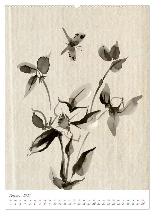 Produktbild: Sumi-e Kunst im japanischen Stil (hochwertiger Premium Wandkalender 2026 DIN A2 hoch), Kunstdruck in Hochglanz