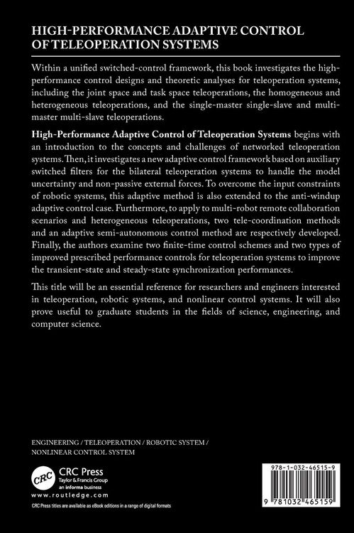 Produktbild: High-Performance Adaptive Control of Teleoperation Systems