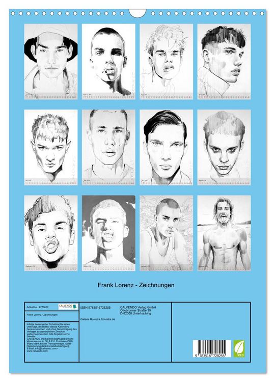 Produktbild: Frank Lorenz - Zeichnungen (Wandkalender 2026 DIN A3 hoch), CALVENDO Monatskalender