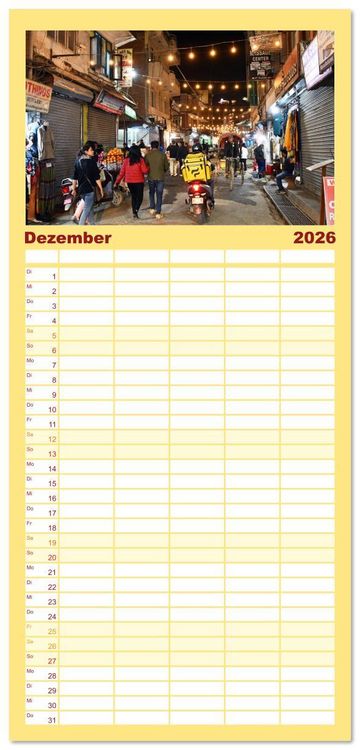 Produktbild: Familienplaner 2026 - KATHMANDU, Nepals Hauptstadt mit 5 Spalten (Wandkalender, 21 x 45 cm) CALVENDO