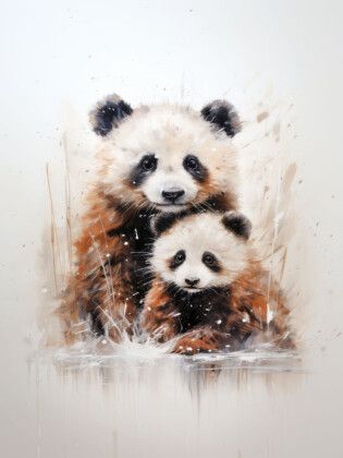 Produktbild: CALVENDO Puzzle Knuddelige Pandarfamilie in Acrylfarbe | 1000 Teile Lege-Gr&ouml;&szlig;e 64x48cm Foto-Puzzle f&uuml;r gl&uuml;ckliche Stunden