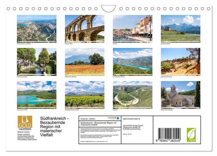 Produktbild: S&uuml;dfrankreich - Bezaubernde Region mit malerischer Vielfalt (Wandkalender 2026 DIN A4 quer), CALVENDO Monatskalender
