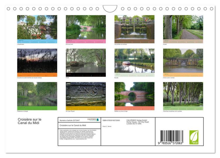 Produktbild: Croisi&egrave;re sur le Canal du Midi (Calendrier mural 2026 DIN A4 vertical), CALVENDO calendrier mensuel