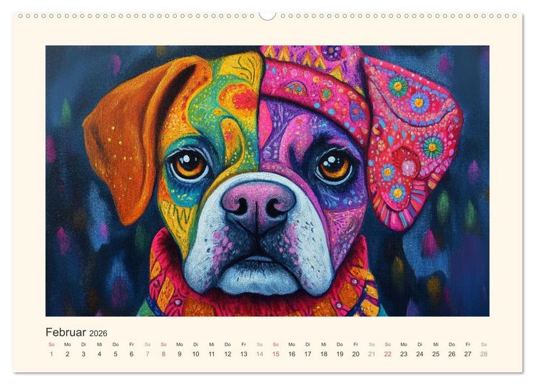 Produktbild: Bunte Boxer (Wandkalender 2026 DIN A2 quer), CALVENDO Monatskalender