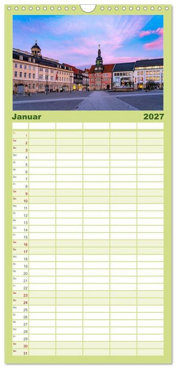 Produktbild: Familienplaner 2027 - Deutsche Bundesl&auml;nder - Th&uuml;ringen mit 5 Spalten (Wandkalender, 21 x 45 cm) CALVENDO