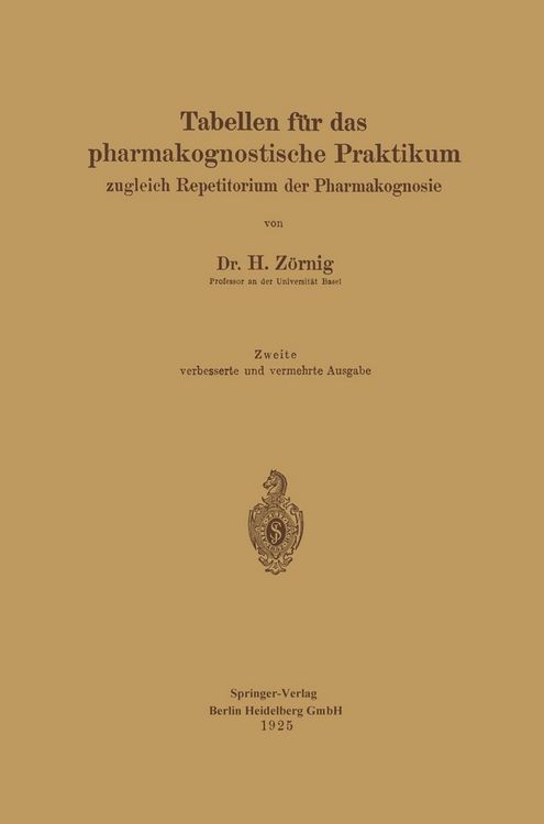 Produktbild: Tabellen f&uuml;r das pharmakognostische Praktikum