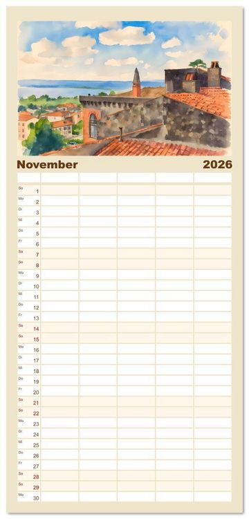 Produktbild: Familienplaner 2026 - Idylle im Latium mit 5 Spalten (Wandkalender, 21 x 45 cm) CALVENDO