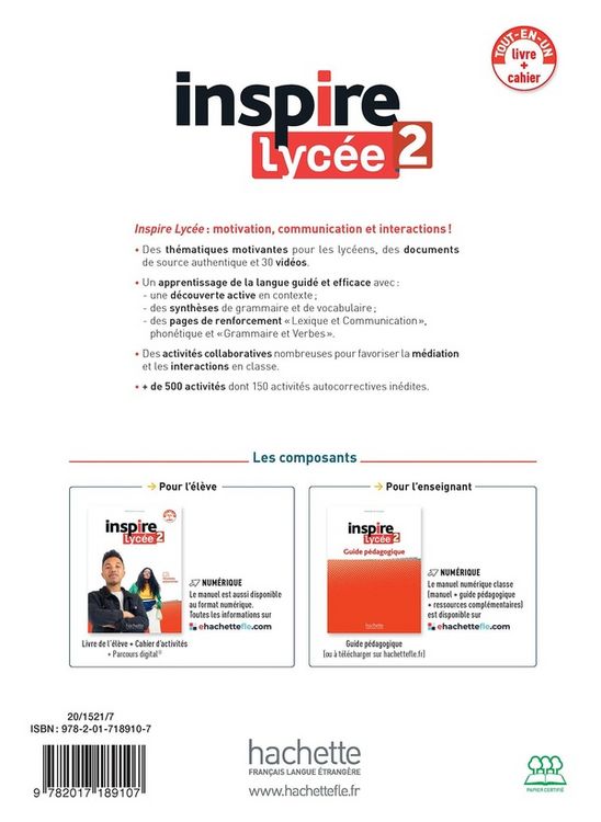 Produktbild: Inspire Lycee 2 - Livre + cahier. A2