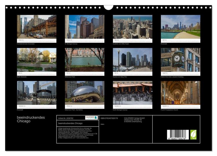 Produktbild: beeindruckendes Chicago (Wandkalender 2026 DIN A3 quer), CALVENDO Monatskalender