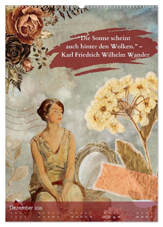 Produktbild: Vintage Vibes &ndash; Frauen, Kunst und Worte (Wandkalender 2026 DIN A2 hoch), CALVENDO Monatskalender