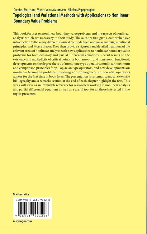 Produktbild: Topological and Variational Methods with Applications to Nonlinear Boundary Value Problems