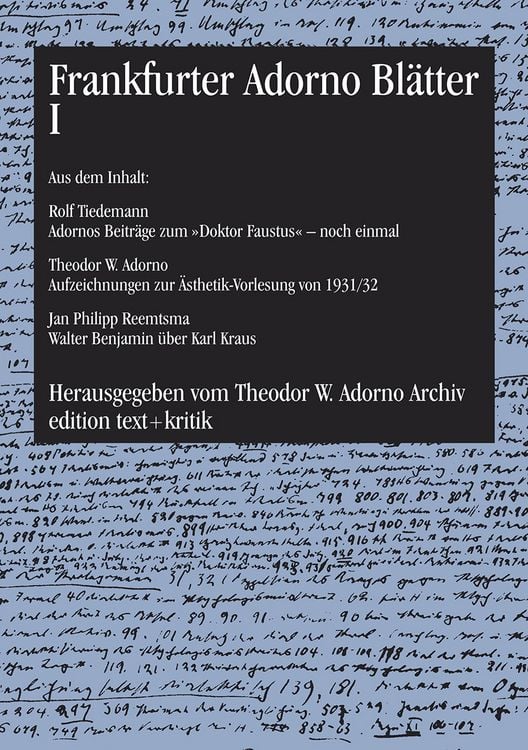 Produktbild: Frankfurter Adorno Bl&auml;tter I