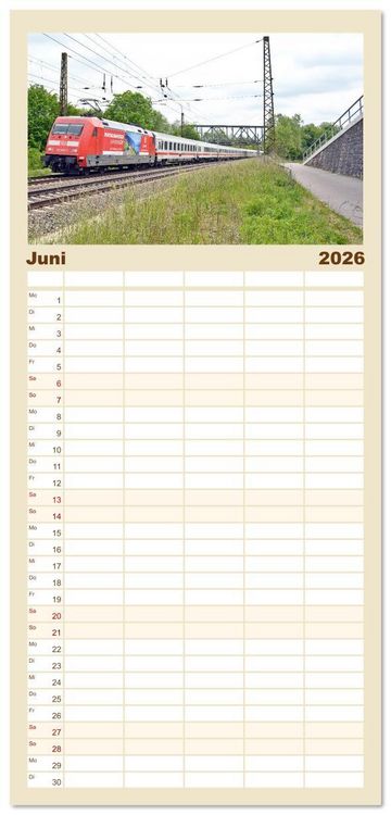 Produktbild: Familienplaner 2026 - Die Baureihe 101 der Deutschen Bahn mit 5 Spalten (Wandkalender, 21 x 45 cm) CALVENDO