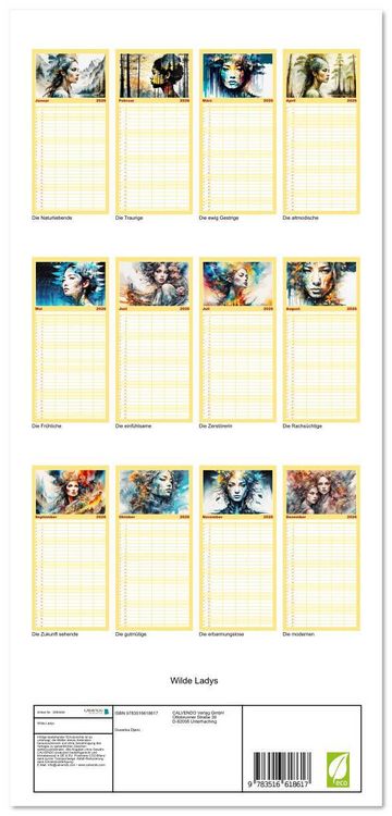Produktbild: Familienplaner 2026 - Wilde Ladys mit 5 Spalten (Wandkalender, 21 x 45 cm) CALVENDO
