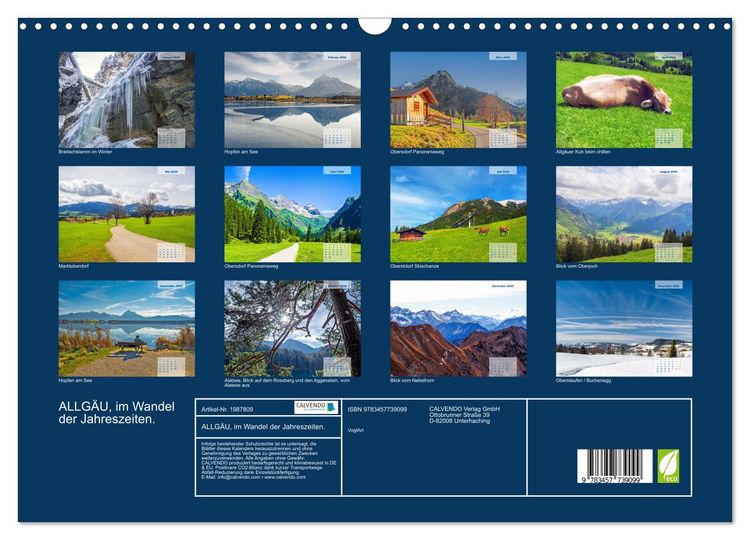Produktbild: ALLG&Auml;U, im Wandel der Jahreszeiten. (Wandkalender 2026 DIN A3 quer), CALVENDO Monatskalender
