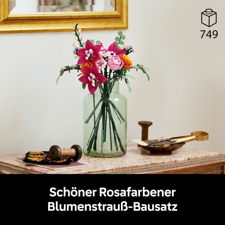 Produktbild: LEGO Botanicals 10342 Sch&ouml;ner Rosafarbener Blumenstrau&szlig;, Kunstblumen