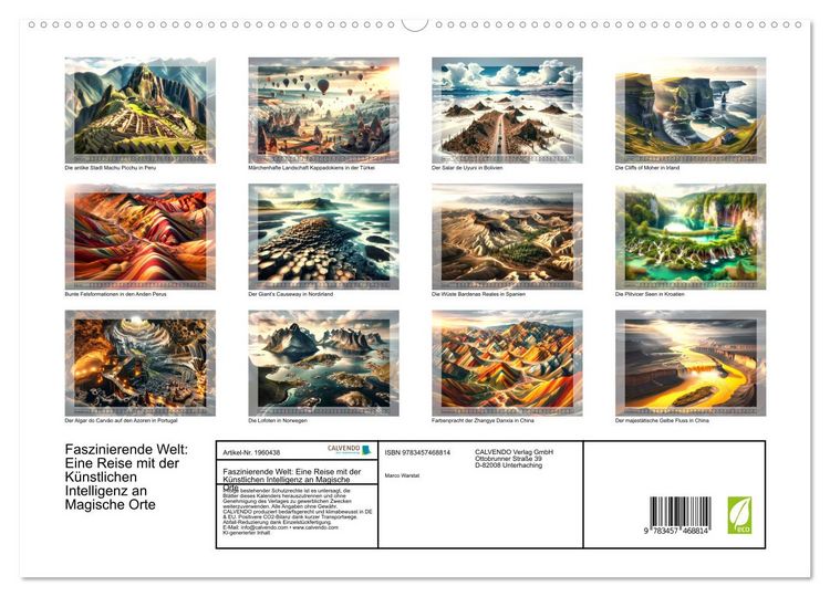 Produktbild: Faszinierende Welt: Eine Reise mit der K&uuml;nstlichen Intelligenz an Magische Orte (hochwertiger Premium Wandkalender 2026 DIN A2 quer), Kunstdruck in Hochglanz