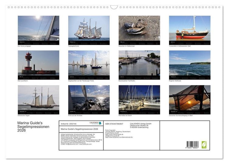 Produktbild: Marina Guide's Segelimpressionen 2026 (Wandkalender 2026 DIN A2 quer), CALVENDO Monatskalender