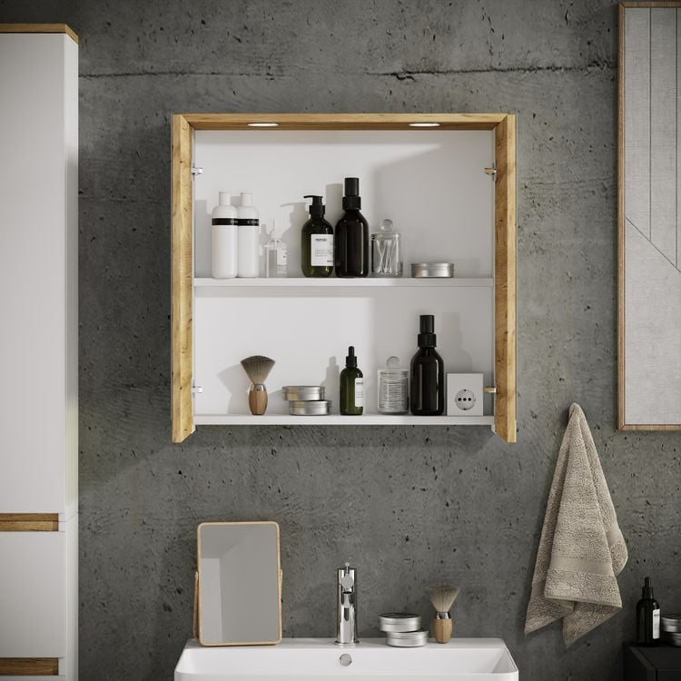 Produktbild: LED Bad Spiegelschrank Steckdose 59x60x23 Cosila